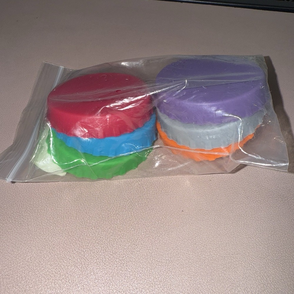 Reusable Silicone Stretch Lids 6pc Mixed Colors Food Bowl Cup‎ Covers 3in